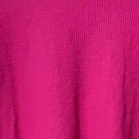 #034 Woman Within- Hot Pink Waffle Knit Top with Satin Neckline Pullover - Picture 2 of 2
